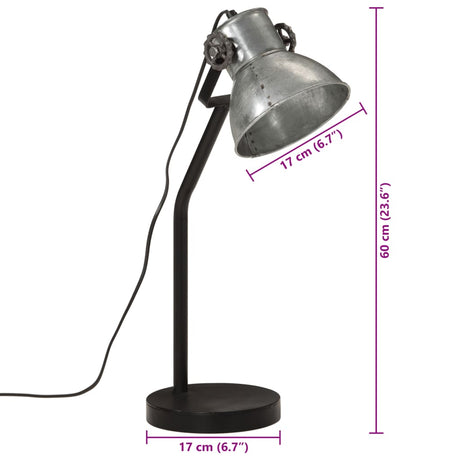 Bureaulamp 25 W E27 17x17x60 cm vintage zilverkleurig - AllerleiShop