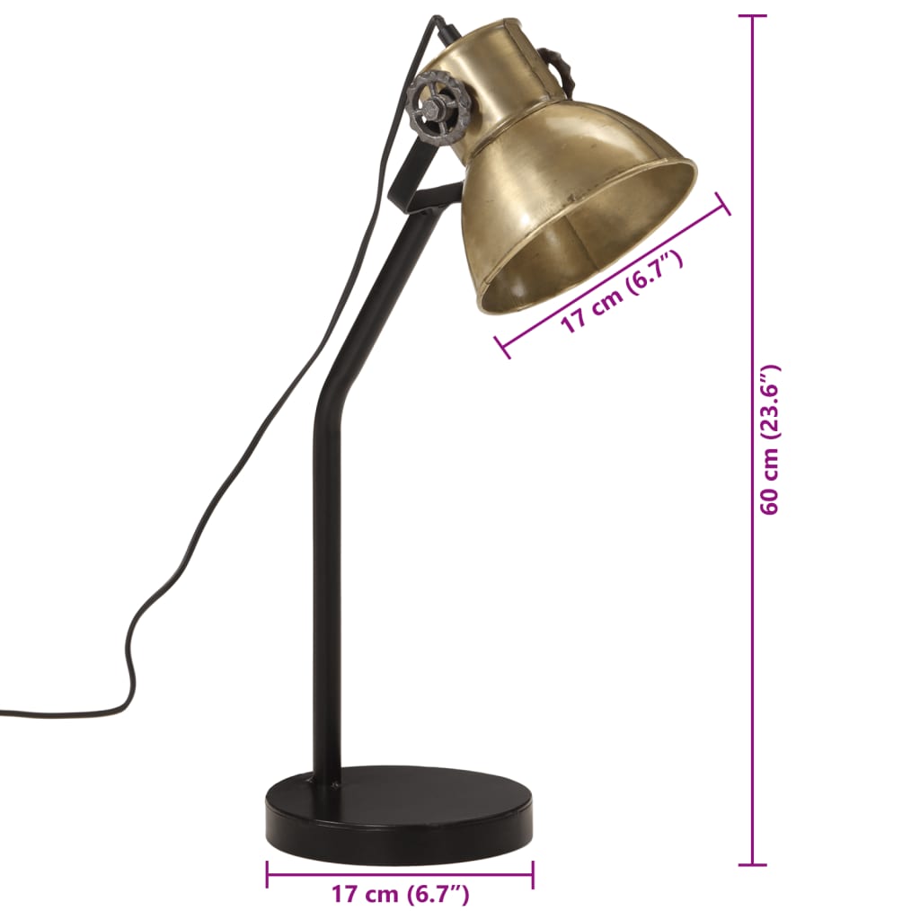 Bureaulamp 25 W E27 17x17x60 cm antiek messingkleurig - AllerleiShop