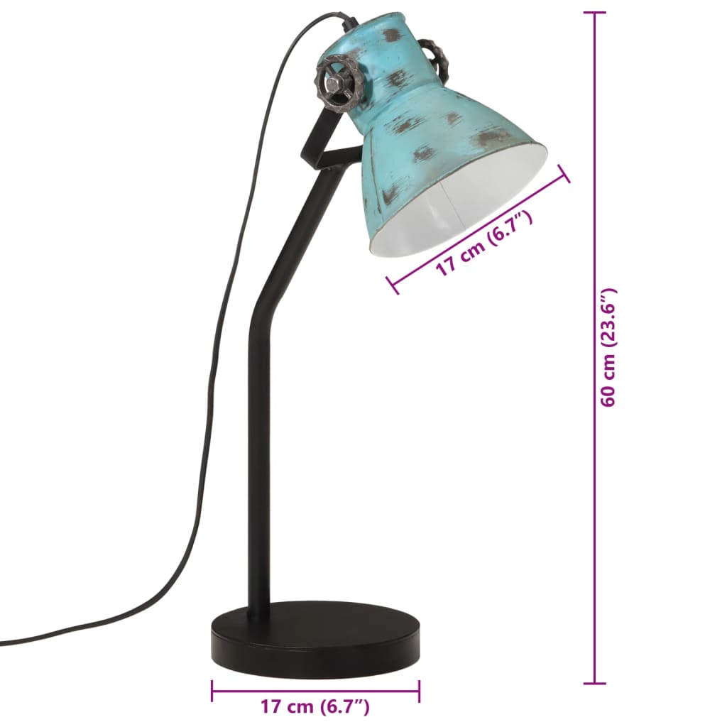 Bureaulamp 25 W E27 17x17x60 cm verweerd blauw - AllerleiShop