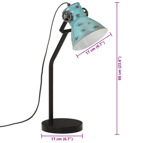 Bureaulamp 25 W E27 17x17x60 cm verweerd blauw - AllerleiShop