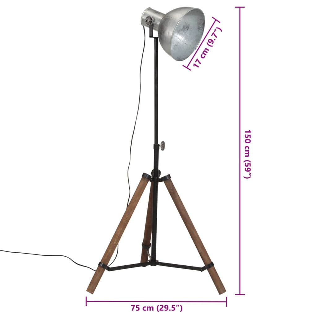 Vloerlamp 25 W E27 75x75x90-150 cm vintage zilverkleurig - AllerleiShop