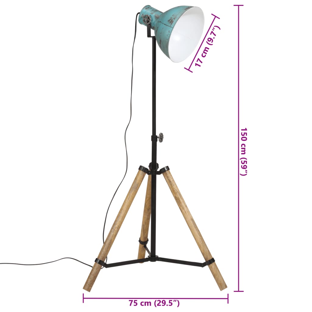 Vloerlamp 25 W E27 75x75x90-150 cm verweerd blauw - AllerleiShop