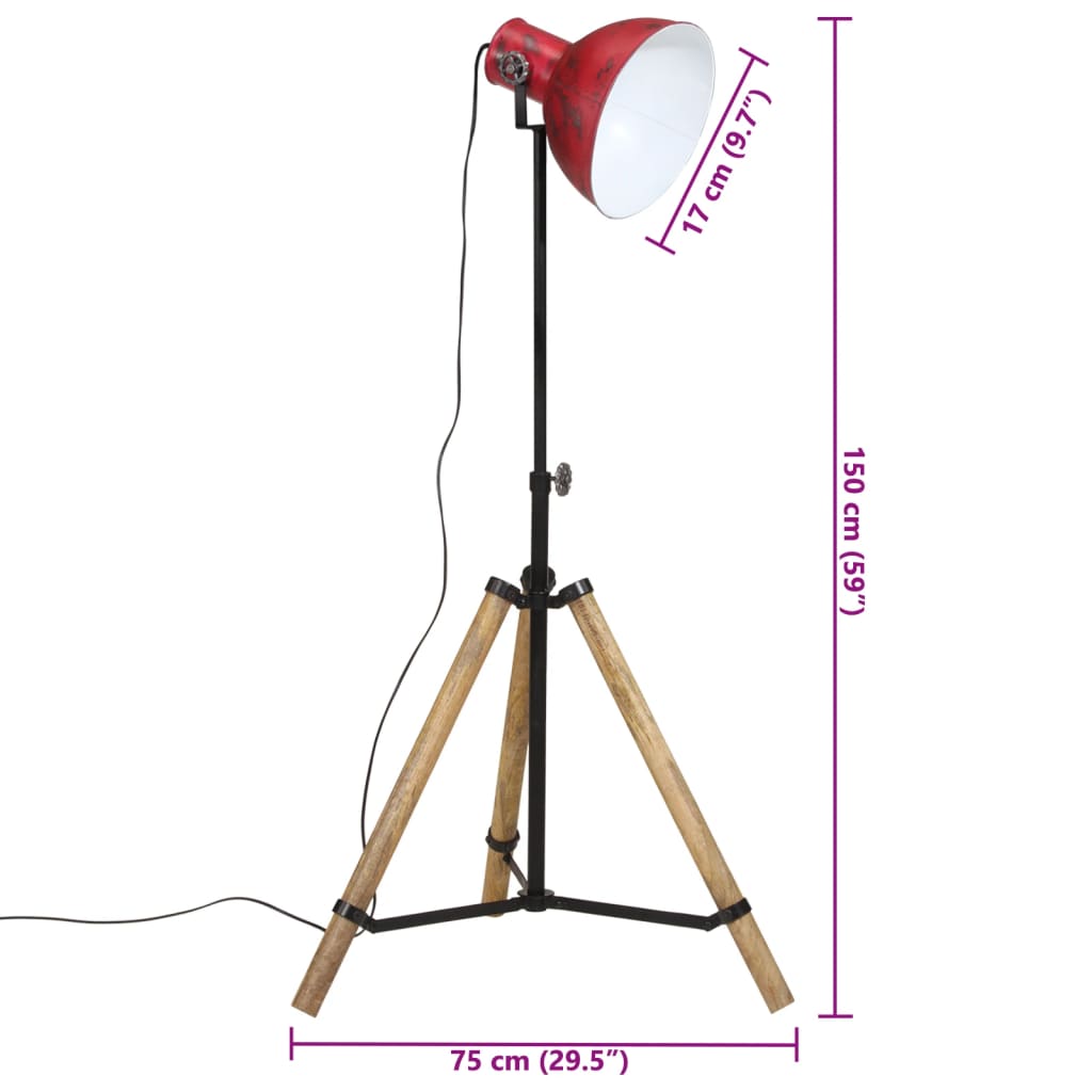 Vloerlamp 25 W E27 75x75x90-150 cm verweerd rood - AllerleiShop