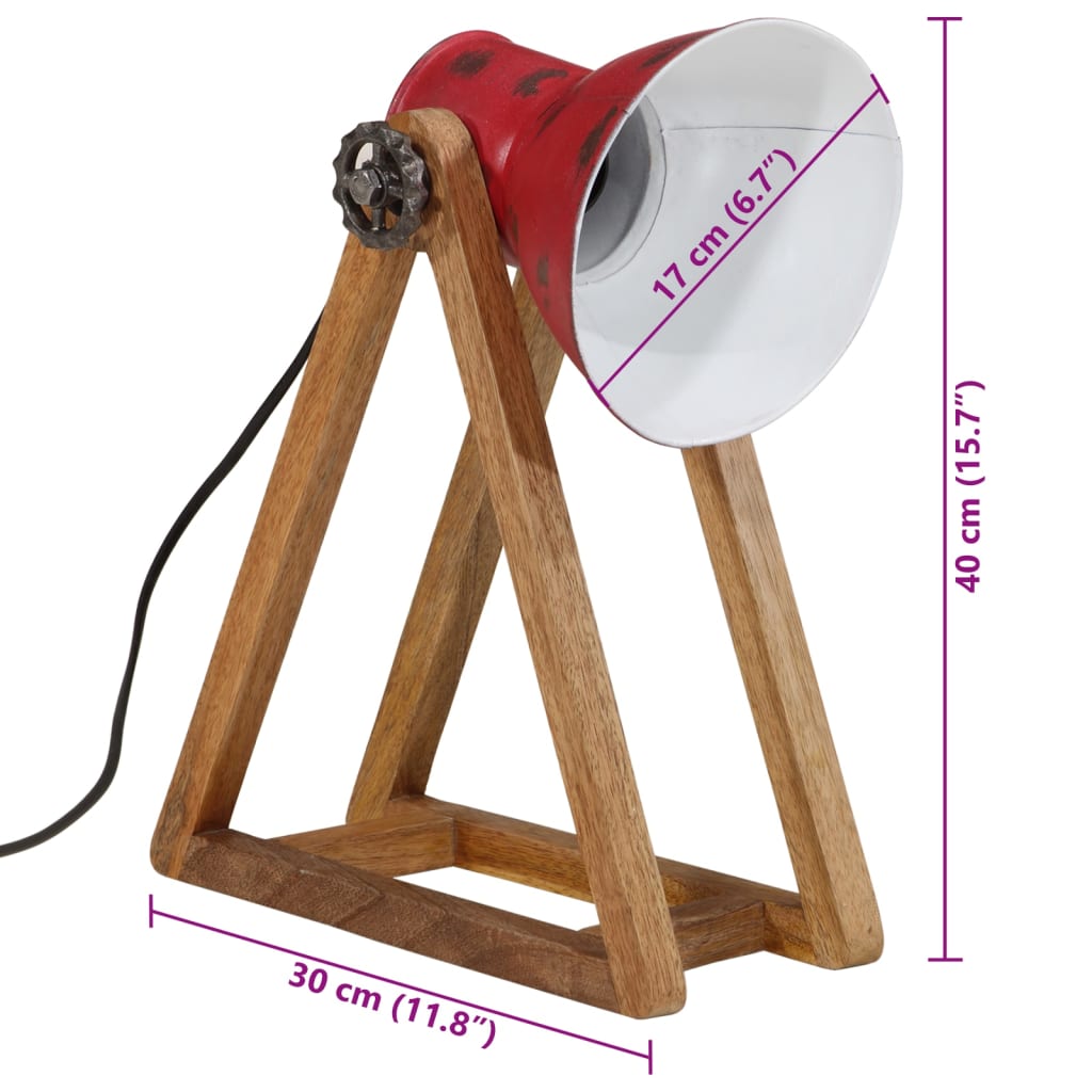 Bureaulamp 25 W E27 30x17x40 cm verweerd rood - AllerleiShop