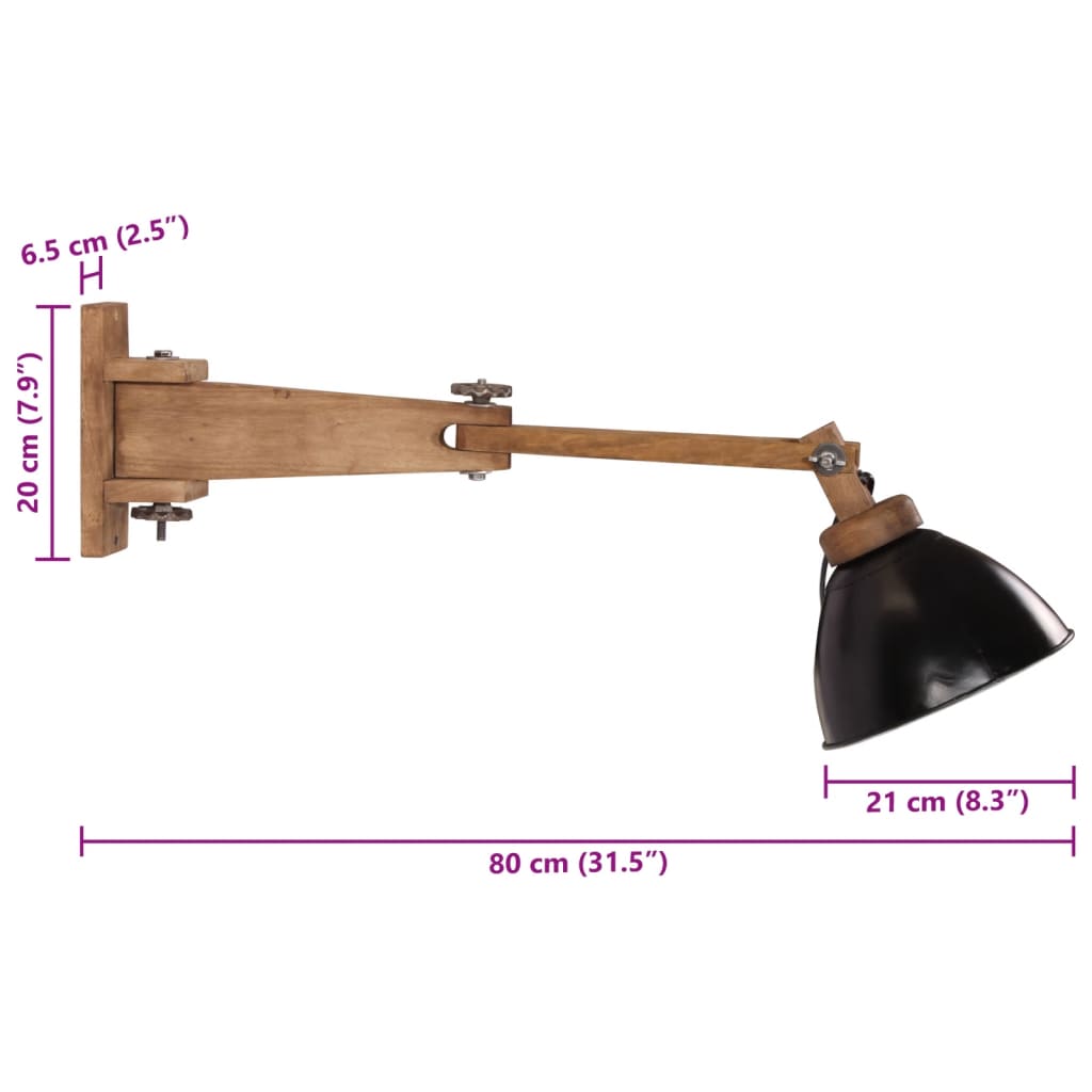 Wandlamp 25 W E27 zwart