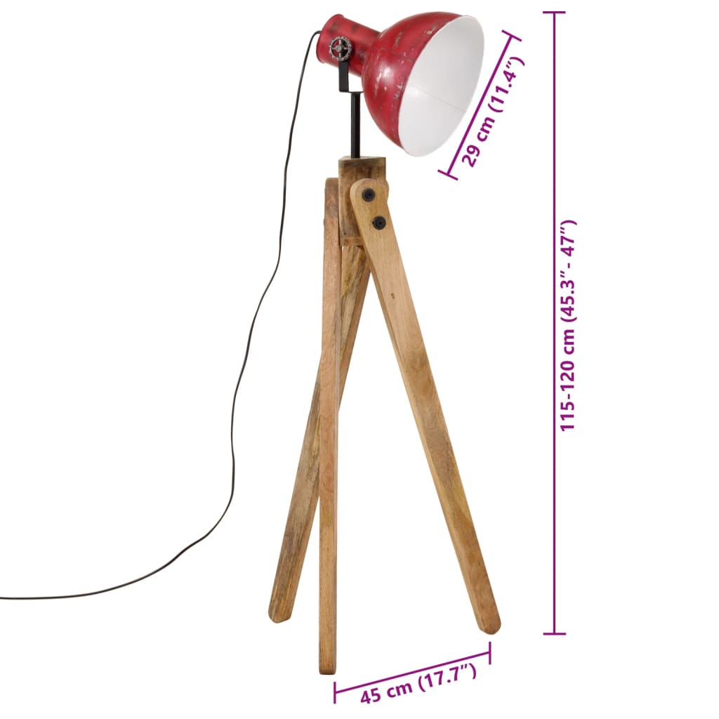 Vloerlamp 25 W E27 45x45x120 cm verweerd rood - AllerleiShop