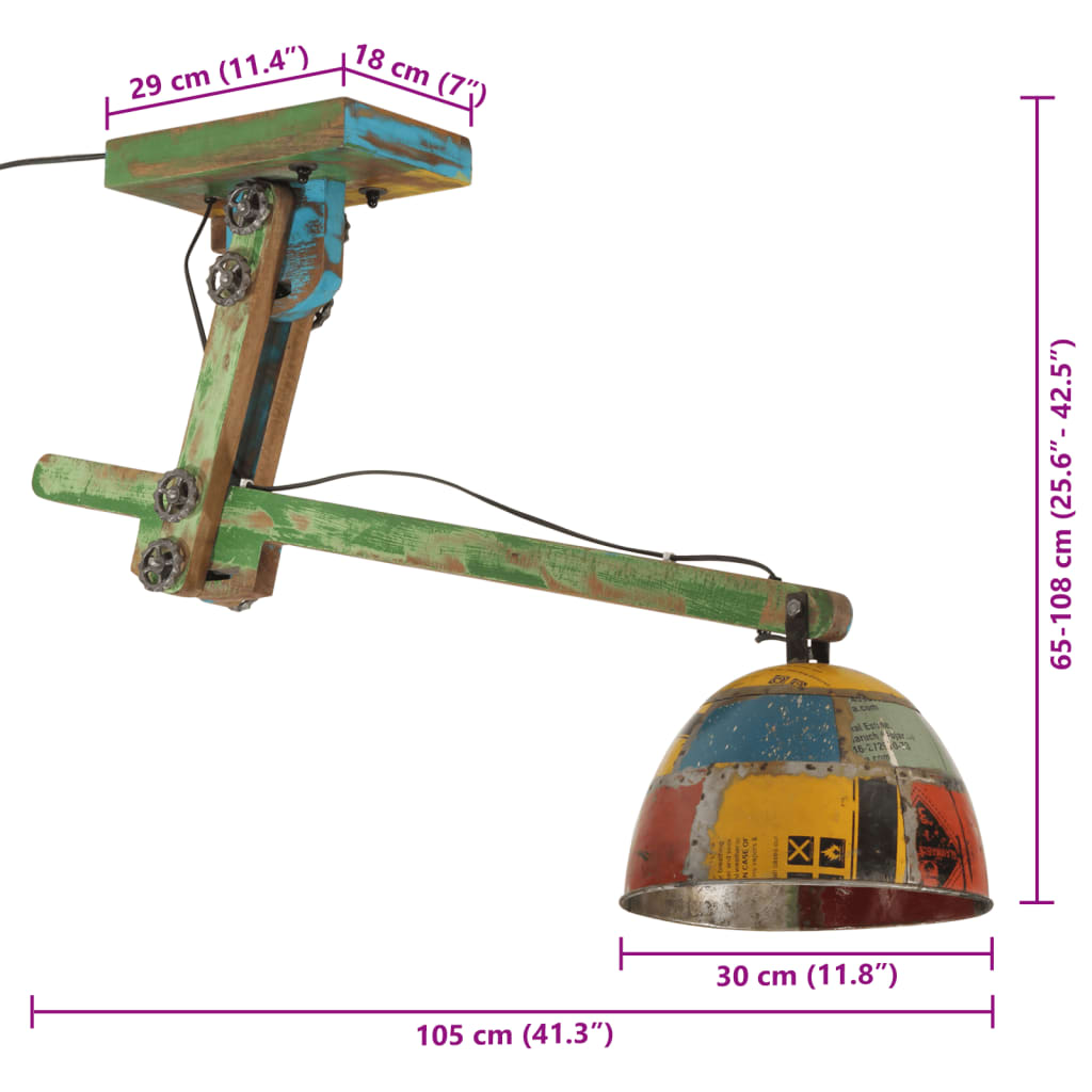 Plafondlamp 25 W E27 105x30x65-108 cm meerkleurig - AllerleiShop