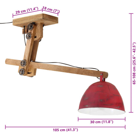 Plafondlamp 25 W E27 105x30x65-108 cm verweerd rood - AllerleiShop