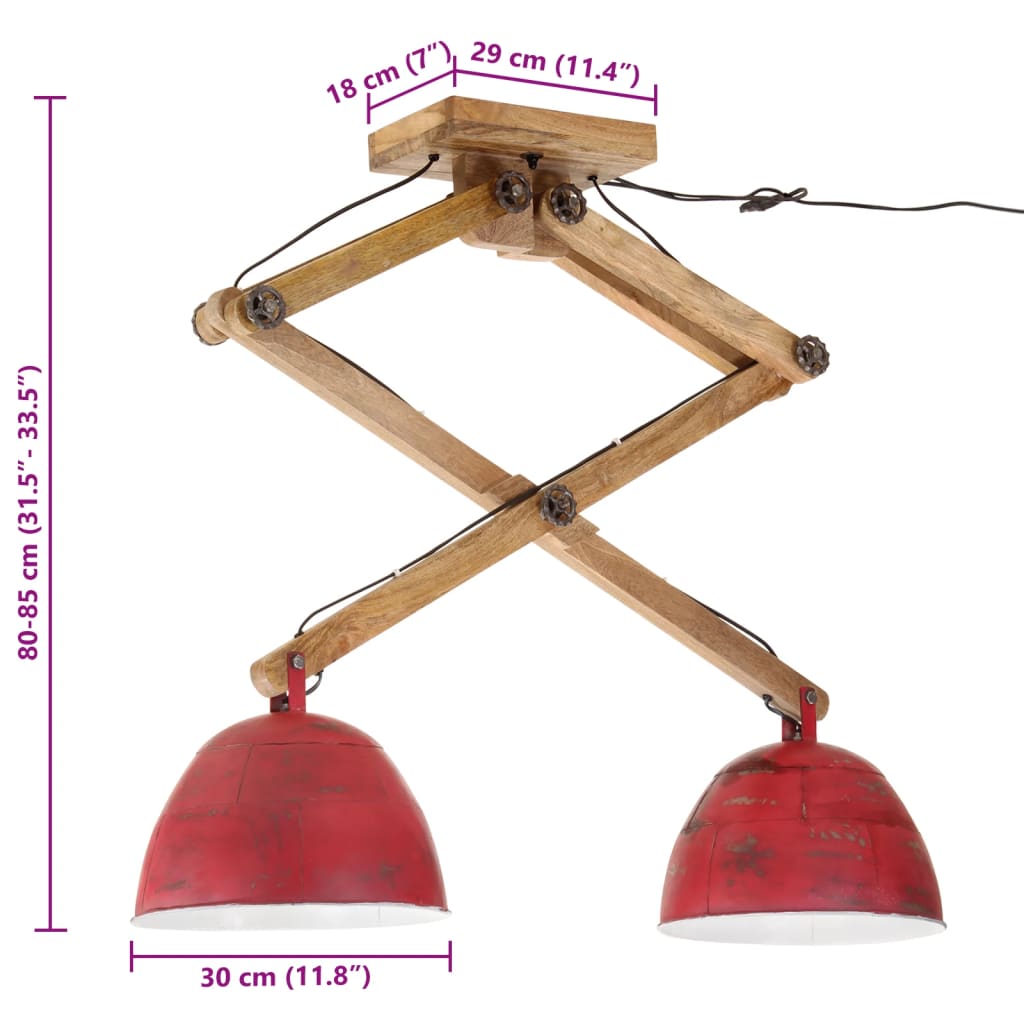 Plafondlamp 25 W E27 29x18x85 cm verweerd rood - AllerleiShop