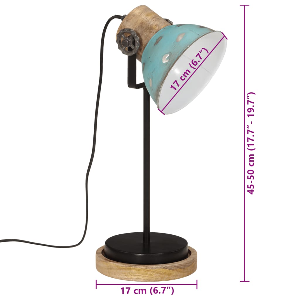 Bureaulamp 25 W E27 17x17x50 cm verweerd blauw - AllerleiShop