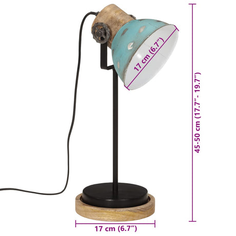 Bureaulamp 25 W E27 17x17x50 cm verweerd blauw - AllerleiShop