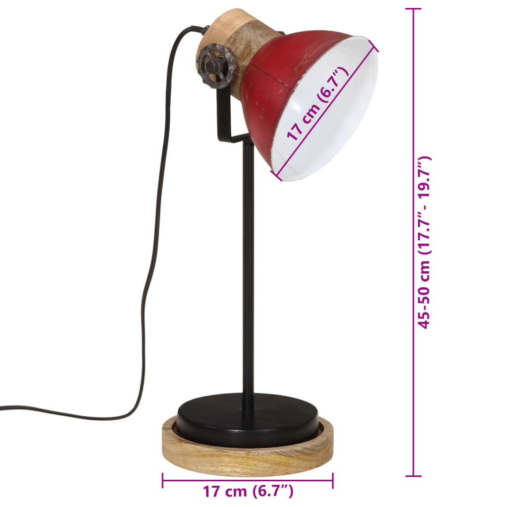 Bureaulamp 25 W E27 17x17x50 cm verweerd rood - AllerleiShop