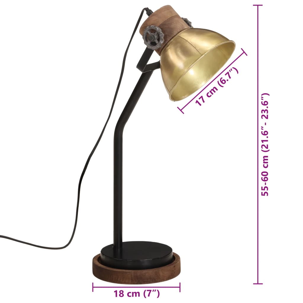 Bureaulamp 25 W E27 18x18x60 cm antiek messingkleurig - AllerleiShop