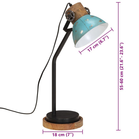 Bureaulamp 25 W E27 18x18x60 cm verweerd blauw - AllerleiShop