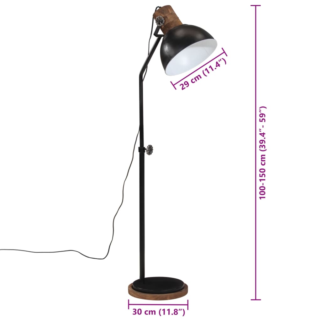 Vloerlamp 25 W E27 30x30x100-150 cm zwart - AllerleiShop