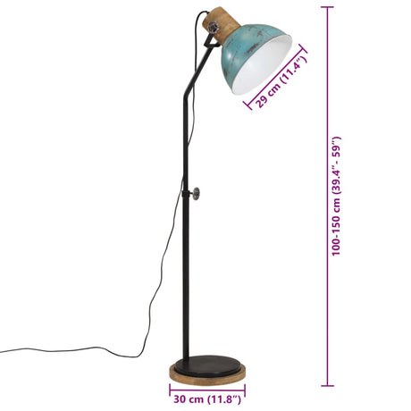 Vloerlamp 25 W E27 30x30x100-150 cm verweerd blauw - AllerleiShop