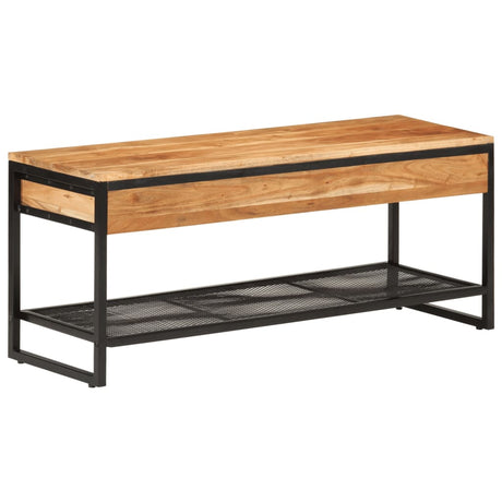 Schoenenbankje 110x35x45 cm massief acaciahout en ijzer - AllerleiShop