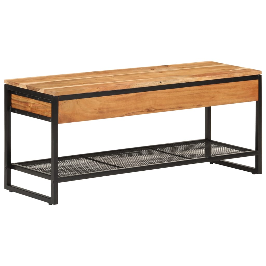 Schoenenbankje 110x35x45 cm massief acaciahout en ijzer - AllerleiShop