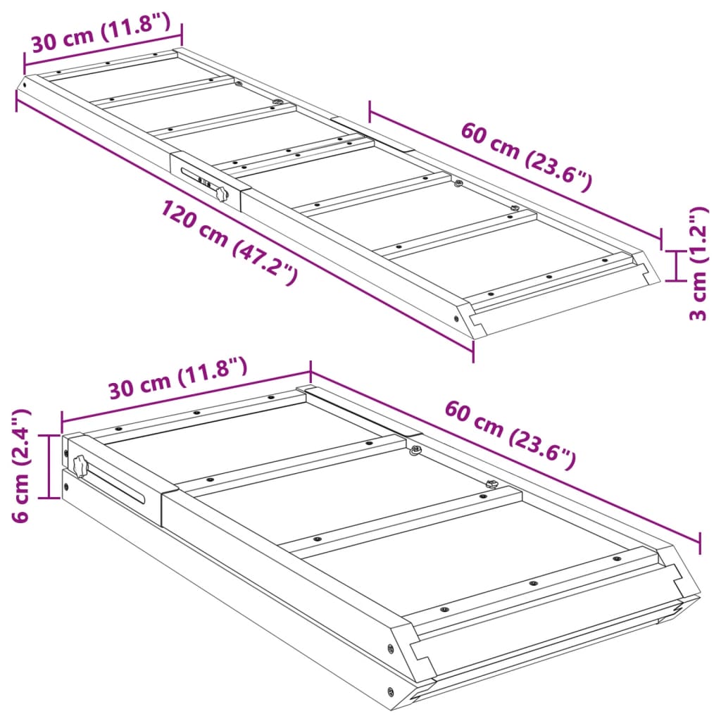 Hondenloopplank 120x30 cm massief vurenhout grijs