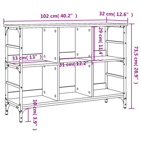 Dressoir 102x32x73,5 cm bewerkt hout zwart