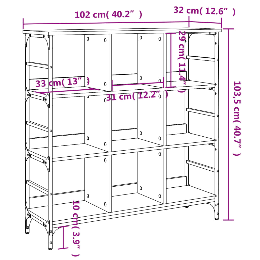 Dressoir 102x32x103,5 cm bewerkt hout zwart