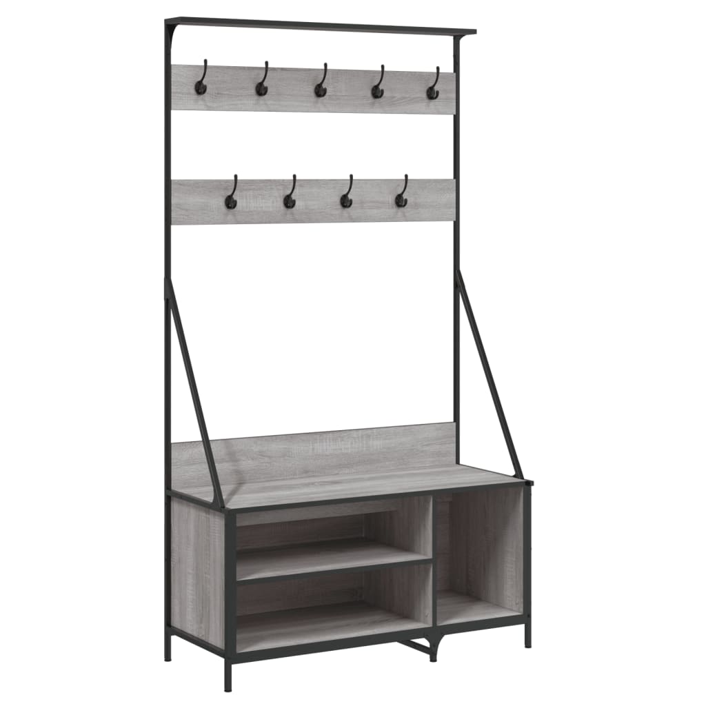 Kledingrek met schoenenrek 100x41x184 cm grijs sonoma - AllerleiShop