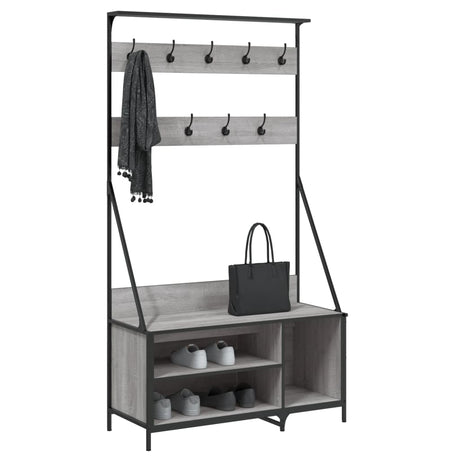 Kledingrek met schoenenrek 100x41x184 cm grijs sonoma - AllerleiShop