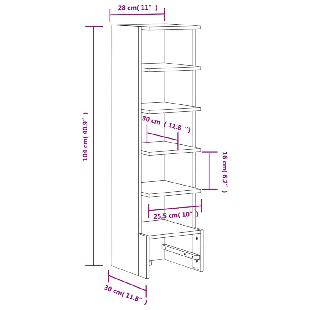 Schoenenkast 28x30x104 cm massief grenenhout wasbruin