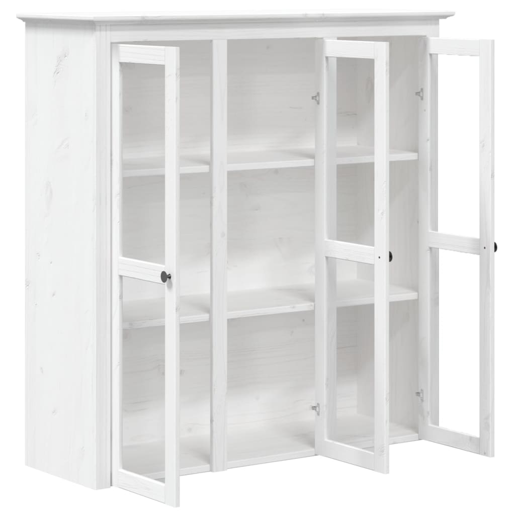 Hoge kast BODO 115,5x43x200,5 cm massief grenenhout wit - AllerleiShop