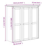 Hoge kast BODO 115,5x43x200,5 cm massief grenenhout wit - AllerleiShop