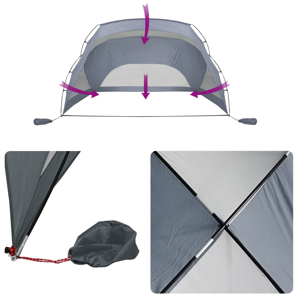 Strandtent 274x178x170/148 cm 185T polyester grijs