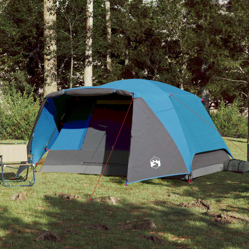 Tent met luifel 4-persoons waterdicht blauw