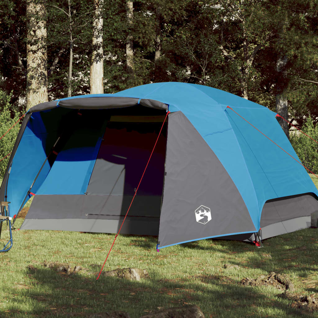 Tent met luifel 4-persoons waterdicht blauw