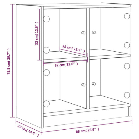 Bijzetkast met glazen deuren 68x37x75,5 cm betongrijs