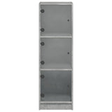 Hoge kast met glazen deuren 35x37x109 cm betongrijs