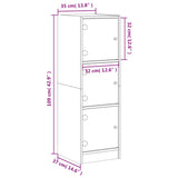 Hoge kast met glazen deuren 35x37x109 cm grijs sonoma eiken