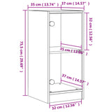 Bijzetkast met glazen deuren 35x37x75,5 cm betongrijs