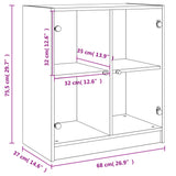 Bijzetkast met glazen deuren 68x37x75,5 cm bruin eikenkleur