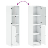 Hoge kast met glazen deur 35x37x142 cm wit