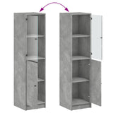 Hoge kast met glazen deur 35x37x142 cm betongrijs