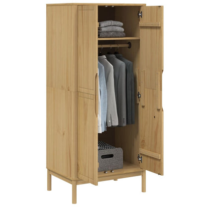 Kledingkast FLORO 77x53x171 cm massief grenenhout wasbruin - AllerleiShop