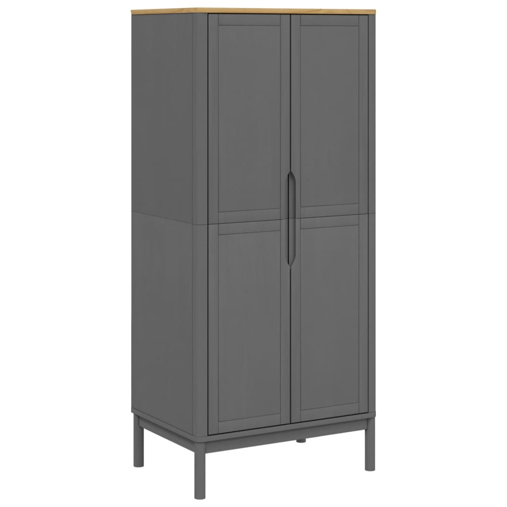 Kledingkast FLORO 77x53x171 cm massief grenenhout grijs - AllerleiShop