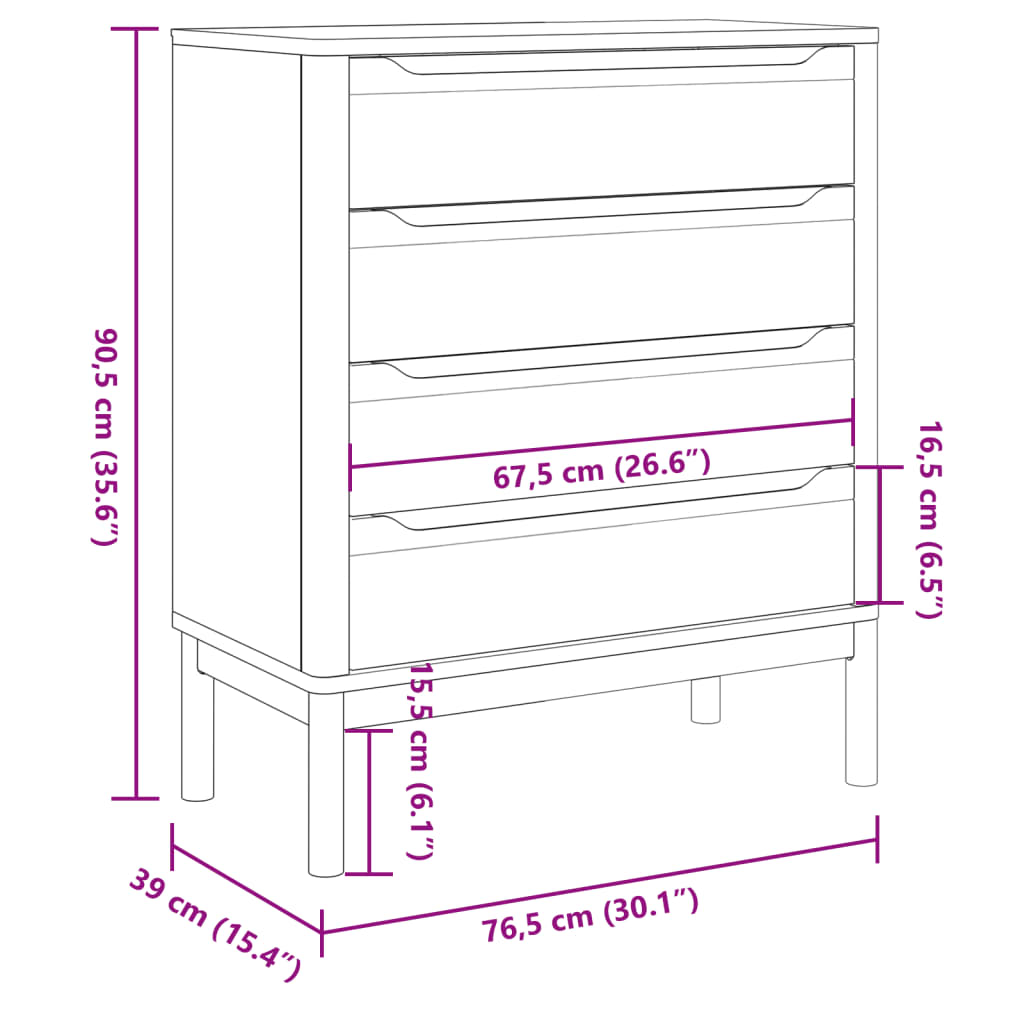 Ladekast FLORO massief grenenhout wasbruin - AllerleiShop