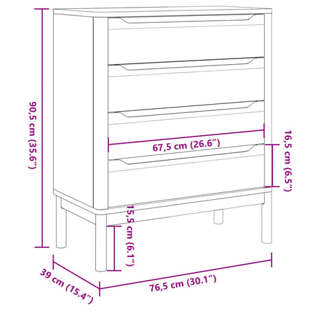 Ladekast FLORO massief grenenhout wasbruin - AllerleiShop