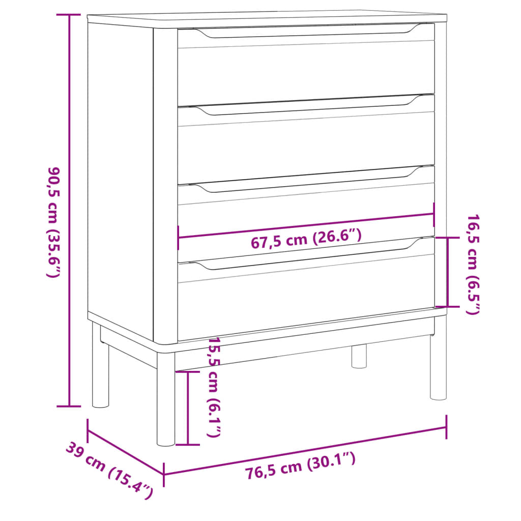 Ladekast FLORO massief grenenhout wit - AllerleiShop