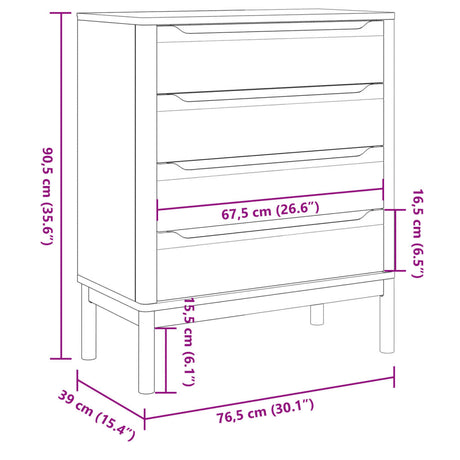 Ladekast FLORO massief grenenhout wit - AllerleiShop