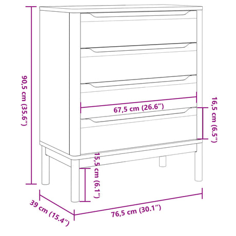 Ladekast FLORO massief grenenhout grijs - AllerleiShop