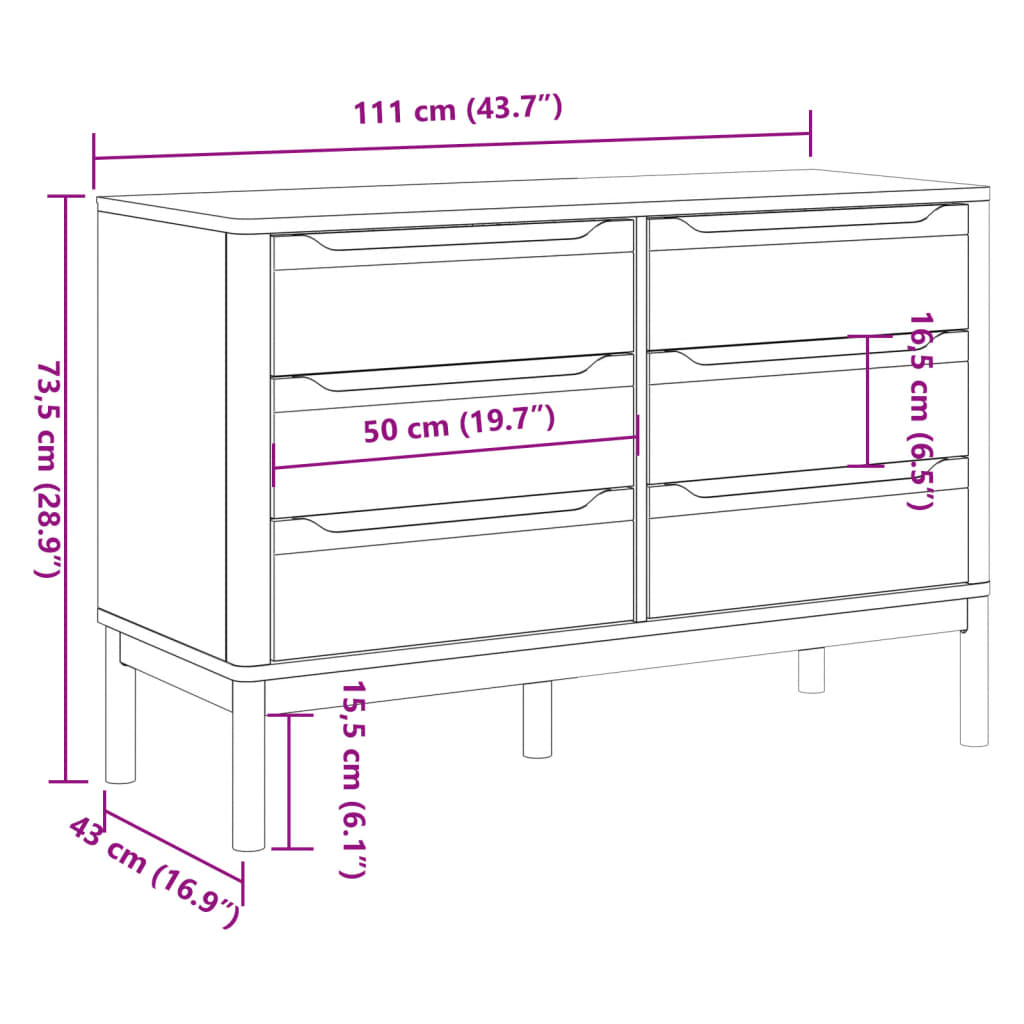 Ladekast FLORO massief grenenhout wit - AllerleiShop