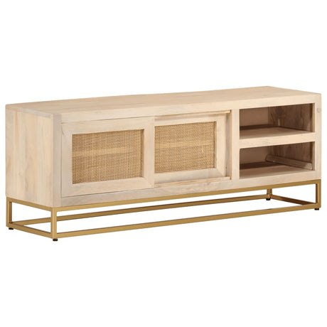 Tv-meubel 110x30x40 cm massief ruw mangohout en ijzer - AllerleiShop