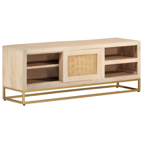 Tv-meubel 110x30x40 cm massief ruw mangohout en ijzer - AllerleiShop